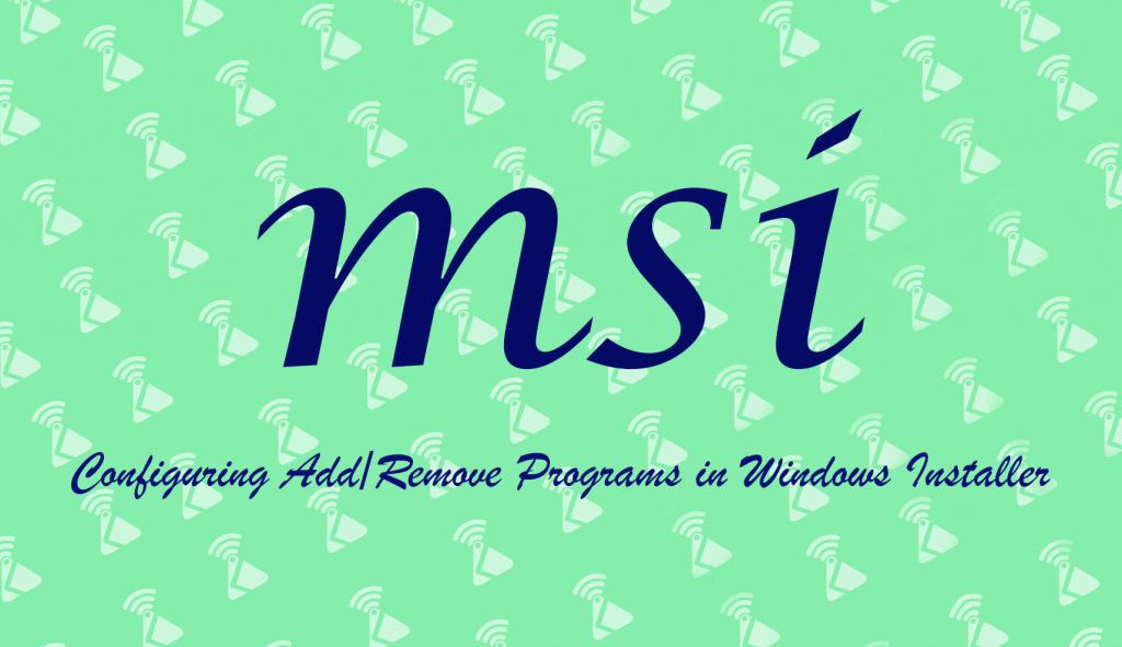 MSI Configuring Add/Remove Programs in Windows Installer