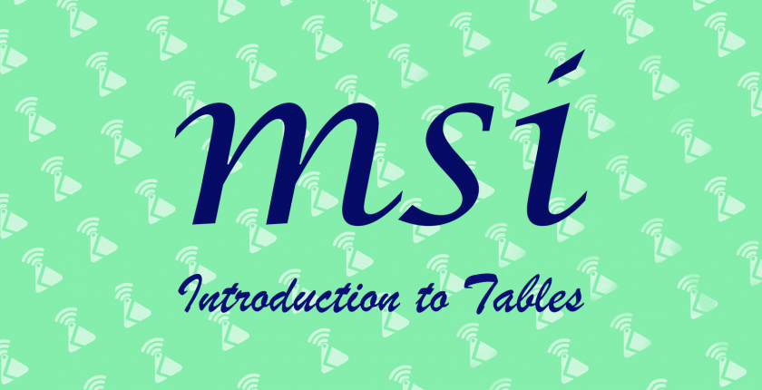 MSI Introduction to Tables